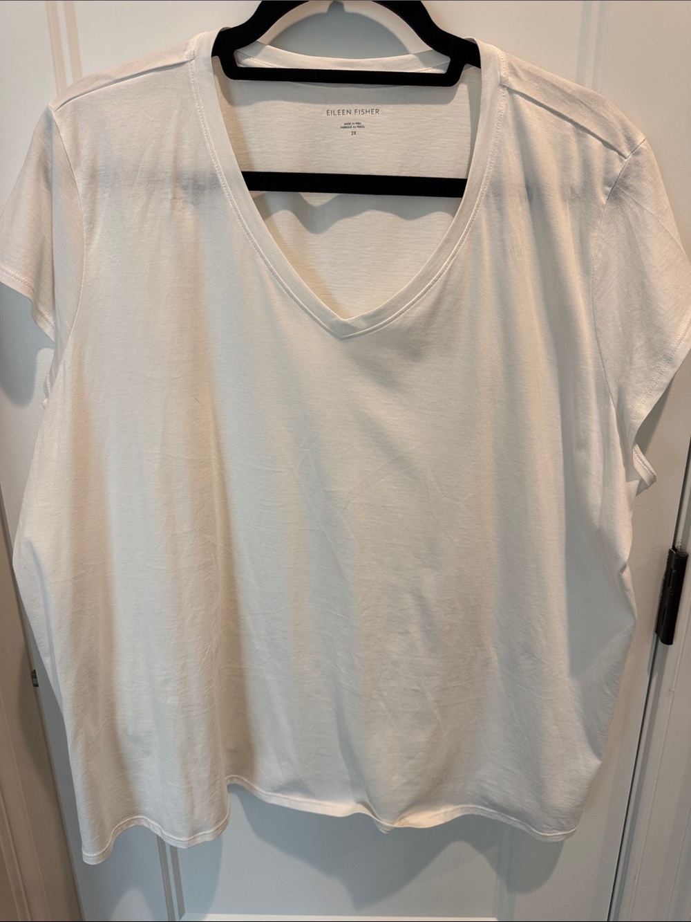 EILEEN FISHER Women's V-Neck Short Sleeve Top - White (